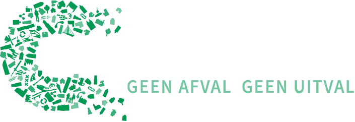 Logo van Cirkelstad met de slogan 'geen afval, geen uitval'.